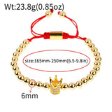 Copper Beads Braided Bracelet with Zircon Crown Disco Balls Charm