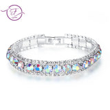 925 Silver Zircon Charm Bangles for Women - Wedding Gift
