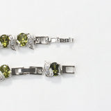925 Silver Green CZ Bridal Charm Bracelet for Women