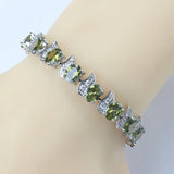 925 Silver Green CZ Bridal Charm Bracelet for Women