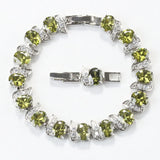925 Silver Green CZ Bridal Charm Bracelet for Women