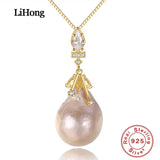925 Silver Necklace with Baroque Pearl Pendant High Jewelry Gift