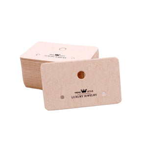 100Pcs Beige Paper Earring Display Cards Ear Studs Nail Packaging Cards