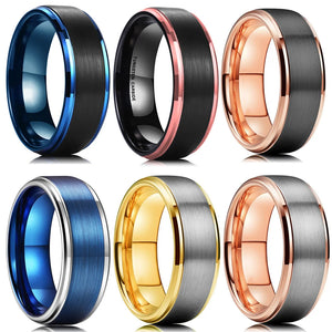 Men's 8MM Tungsten Ring Rose Brushed Titanium Steel Wedding Band
