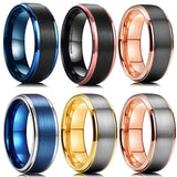 Men's 8MM Tungsten Ring Rose Brushed Titanium Steel Wedding Band