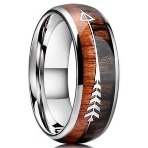 Tungsten Carbide Men's Ring Hawaiian Koa Wood Inlay Wedding Band