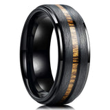 Tungsten Carbide Men's Ring Hawaiian Koa Wood Inlay Wedding Band