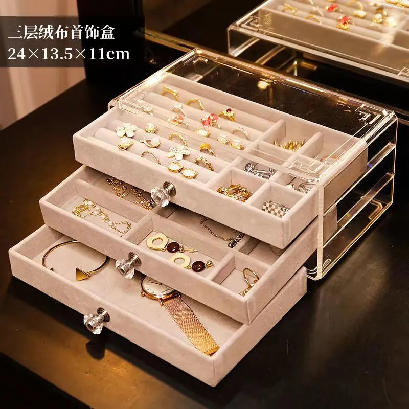 Acrylic Jewelry Box Organizer for Women Bracelet Ring Drawer