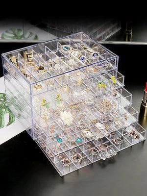 Acrylic Jewelry Box Earings Display Organizer Drawer Necklace Storage