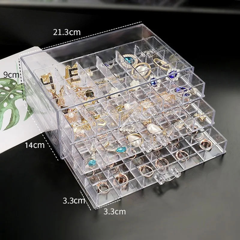 Acrylic Jewelry Box Earings Display Organizer Drawer Necklace Storage