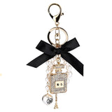 Camellia Pearl Bow Pendant Keychain for Women Bag Decoration