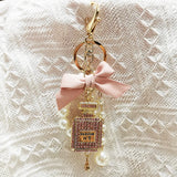 Camellia Pearl Bow Pendant Keychain for Women Bag Decoration