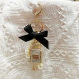 Camellia Pearl Bow Pendant Keychain for Women Bag Decoration