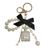 Camellia Pearl Bow Pendant Keychain for Women Bag Decoration
