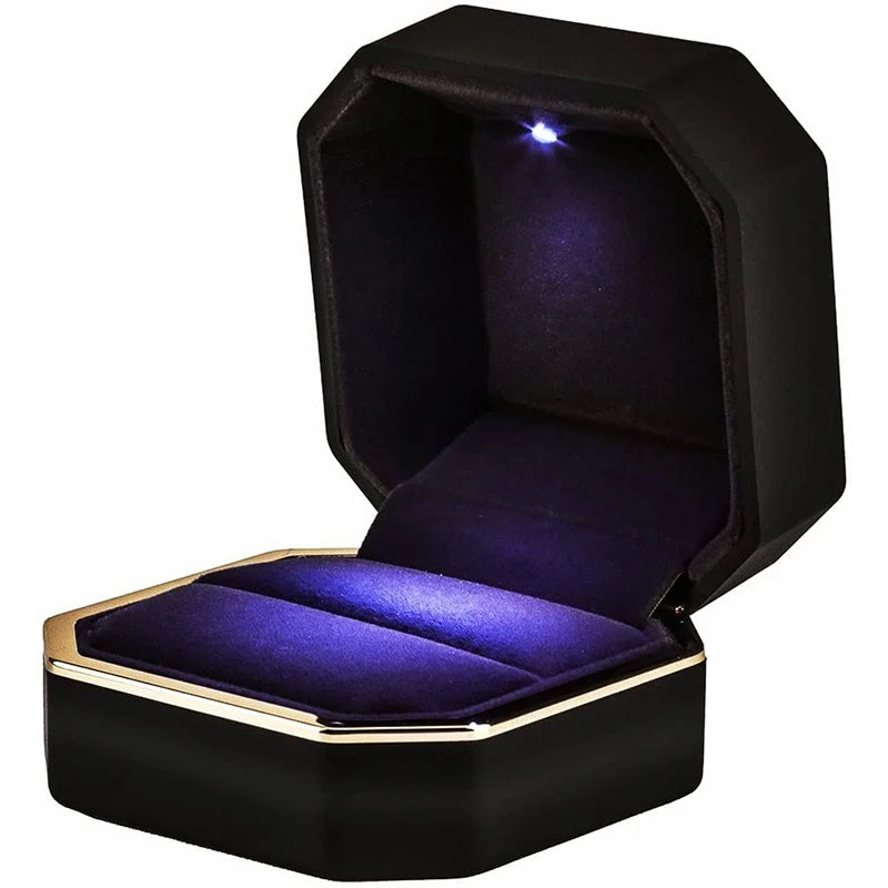 LED Jewelry Couple Ring Box for Engagement Wedding Ring