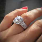 Double Claw Square Zircon Ring Wedding Rhinestone Engagement Valentines Promise