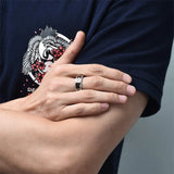 Men's Stainless Steel Wedding Ring with Koa Wood Inlay