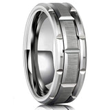 Men's Stainless Steel Wedding Ring with Koa Wood Inlay