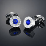Men's Brown Grey Enamel Crystal Cufflinks Round Wedding Party Cufflink