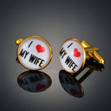 Men's Brown Grey Enamel Crystal Cufflinks Round Wedding Party Cufflink