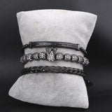 CZ Pave Crown Ball Beaded Bracelet Men