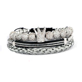 CZ Pave Crown Ball Beaded Bracelet Men