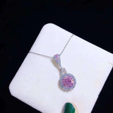 CZ Pink Stone Earrings Silver Bling Ring Necklace Set