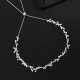 Zirconia Tree Leaf Choker Necklace For Women