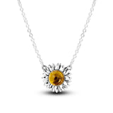 Sunflower Stone Chain Necklace 925 Silver Jewelry Gift