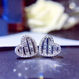 925 Sterling Silver Heart Earrings with Simulated Diamond for Women
