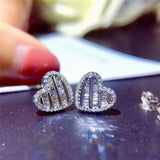 925 Sterling Silver Heart Earrings with Simulated Diamond for Women