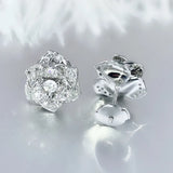 925 Silver Rose Flower Earrings with Simulated Diamond Wedding Jewelry