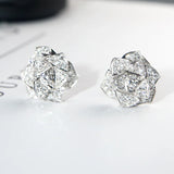 925 Silver Rose Flower Earrings with Simulated Diamond Wedding Jewelry