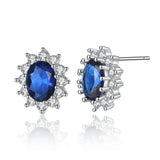 Lab Sapphire Crystal Austrian 925 Silver Earrings