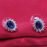 Lab Sapphire Crystal Austrian 925 Silver Earrings