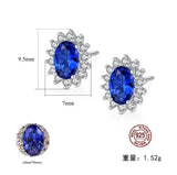 Lab Sapphire Crystal Austrian 925 Silver Earrings