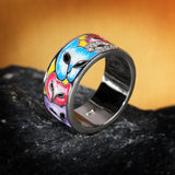 Creative Epoxy Enamel Cat Head 925 Silver Wedding Bridal Ring