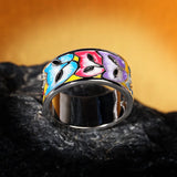 Creative Epoxy Enamel Cat Head 925 Silver Wedding Bridal Ring