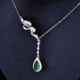 Green Water Drop Zircon Pendant Necklace for Women