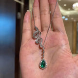 Green Water Drop Zircon Pendant Necklace for Women