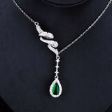 Green Water Drop Zircon Pendant Necklace for Women