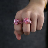 Pink Water Drop CZ Stone Wedding Ring