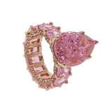 Pink Water Drop CZ Stone Wedding Ring