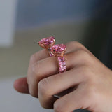 Pink Water Drop CZ Stone Wedding Ring