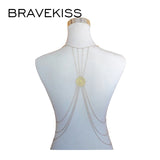Layered Tassel Neck Metal Hollow flower body Chain Pendant Back Chain Necklace