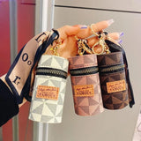 Leather Bucket Lipstick Bag Silk Scarf Keychain Personalized Storage