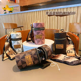 Leather Bucket Lipstick Bag Silk Scarf Keychain Personalized Storage