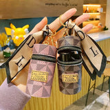 Leather Bucket Lipstick Bag Silk Scarf Keychain Personalized Storage