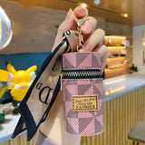 Leather Bucket Lipstick Bag Silk Scarf Keychain Personalized Storage