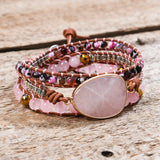 Leather Wrap Bracelet Natural Stones Beads Boho Bracelet